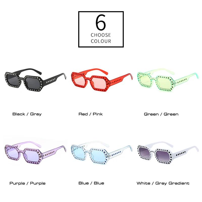 SHAUNA Fashion Polygon Square Candy Color Damen Luxus Kristall Sonnenbrille Retro Blau Grün Shades UV400 Trendy Herren Sonnenbrille