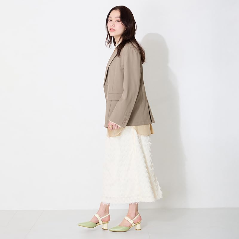 Belt Back Chunky Pointed Large Small 51118 cm E [Oriental Traffic] Pumps, Pumps, Strap, Heel, Toe, Sizes, Sizes, Women's, GREEN, 24.0 - 24.5 cm,