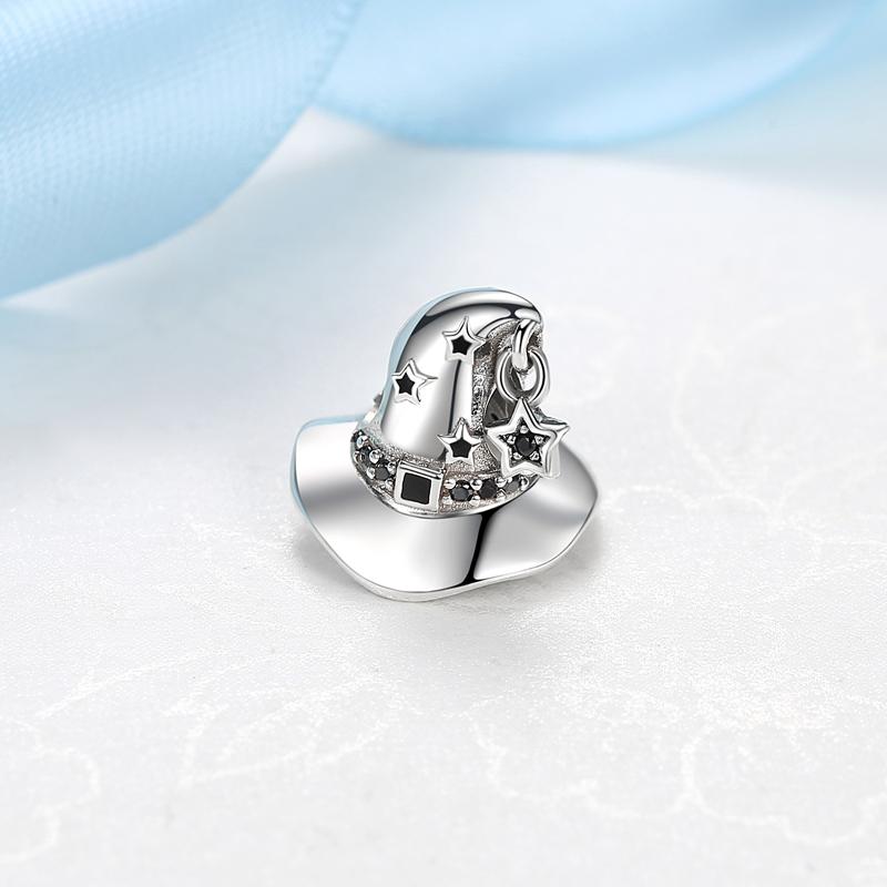Original 925 Silver Charms Beads Wizard Hat Dragon Charm Halloween Fit Bracelets Necklaces Women DIY Jewelry