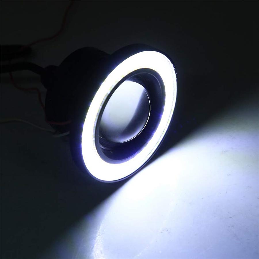 Universal Pair 3.5" COB LED Fog Light Projector  White Angel Eyes Halo Ring DRL
