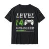 Level 14 Unlocked - 14 Year Old Gamer Funny Birthday T-Shirt Cotton Tops & Tees for Men Custom Top T-Shirts Crazy New Design