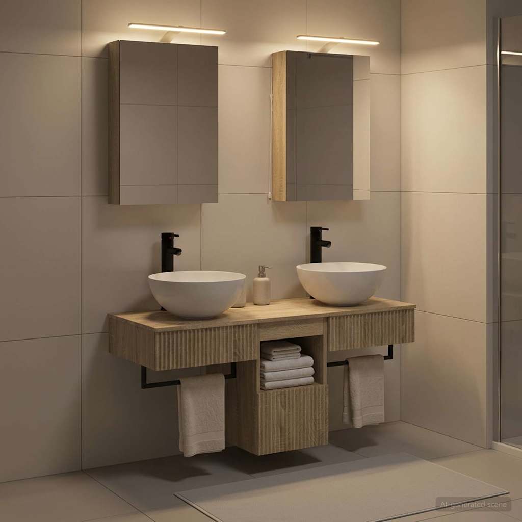 5 Piece Bathroom Cabinet Set Sonoma Oak 40 x 10.5 x 60.5 cm