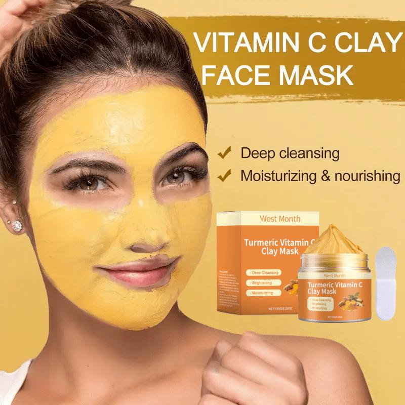 Vitamin C Turmeric Mud Mask Exfoliating Facial Mask Deep Cleansing Nourishing Hydrating Improves Dark Spots Tightens Skin Care