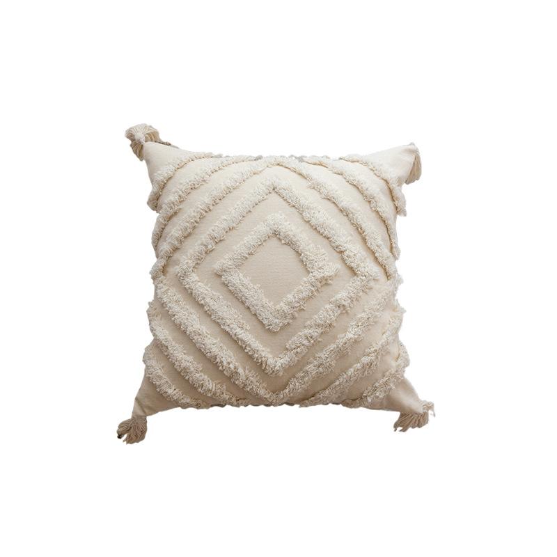 Βοημιανή Φούντα Μαξιλαροθήκη Τρισδιάστατη Τούφτα Κεντημένη Μαξιλαροθήκη Καναπέ Γεωμετρική Γραμμή Διακοσμητικό Μονόχρωμο Μαξιλάρι