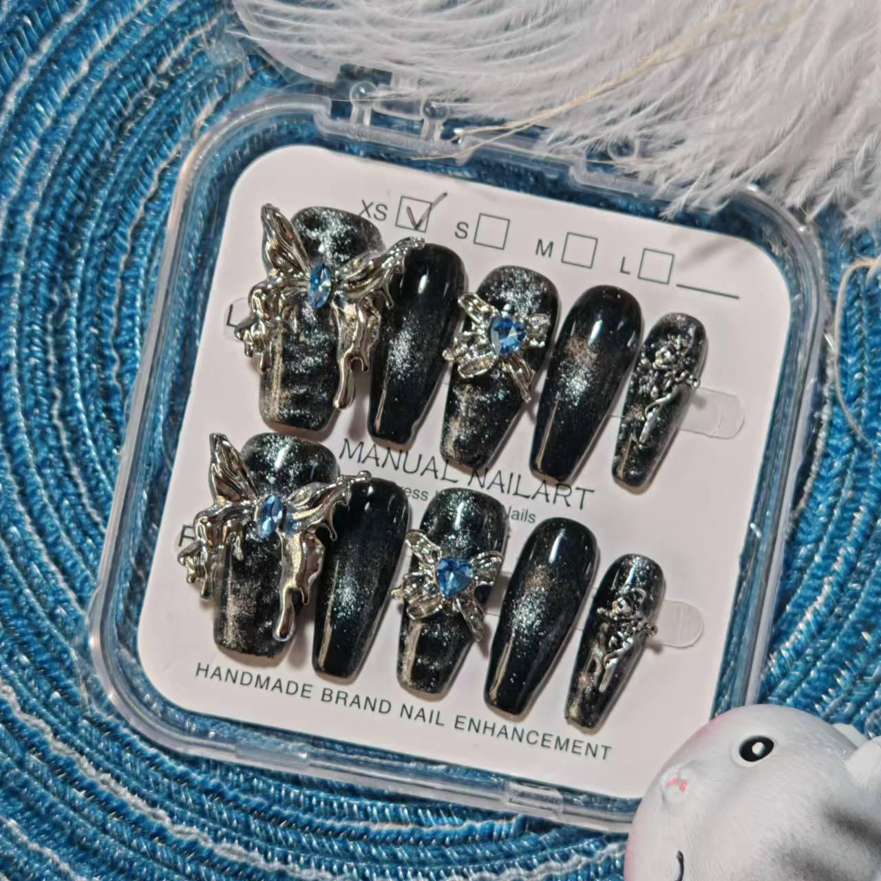 

Cyberpunk Silver Metallic Demon God Nail Art Patches M