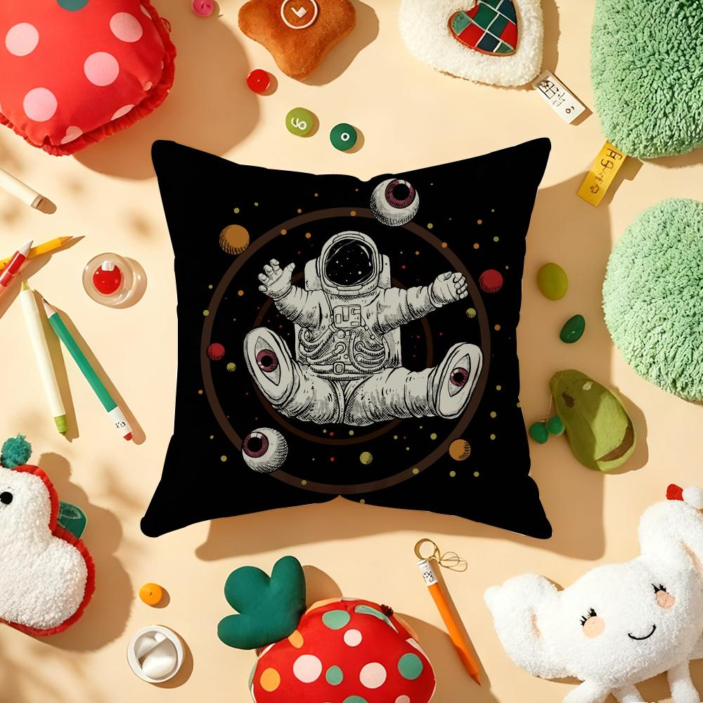 Astronaut Spacewalk Exploration Cushion Cover Plush Fabric Soft DoubleSided Printed Sofa Warm Winter Home Gift Pillow Cover