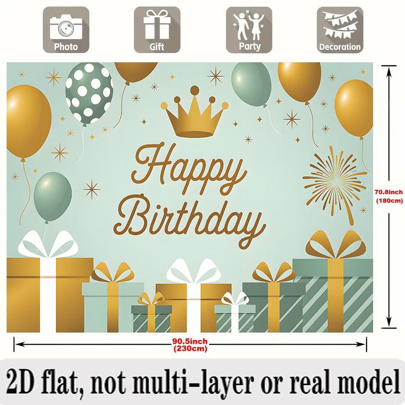 Golden Crown Birthday Banner, Fiber Background Cloth Wall Decor for Party