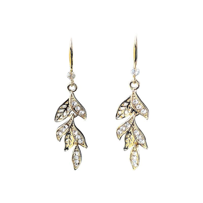 French High-End Atmosphere Unique Leaf Stud Earrings Niche Design Gentle Earrings Temperament Celebrity Light Luxury Ear Jewelry