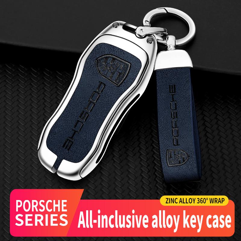 Alloy Leather Car Key Case Holder Protection For Porsche Panamera Carman Macann Bobst Cayenne 911 981 991 970 9969n Sticker LF0