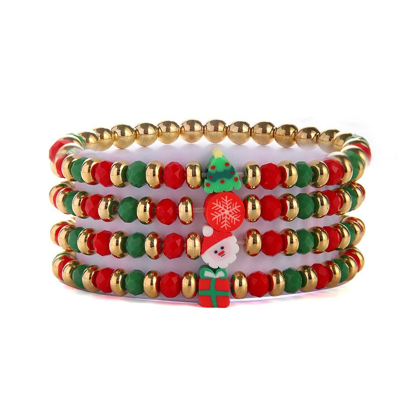 Christmas soft pottery beaded bracelet set English letter bead alloy Christmas pendant gift bracelet