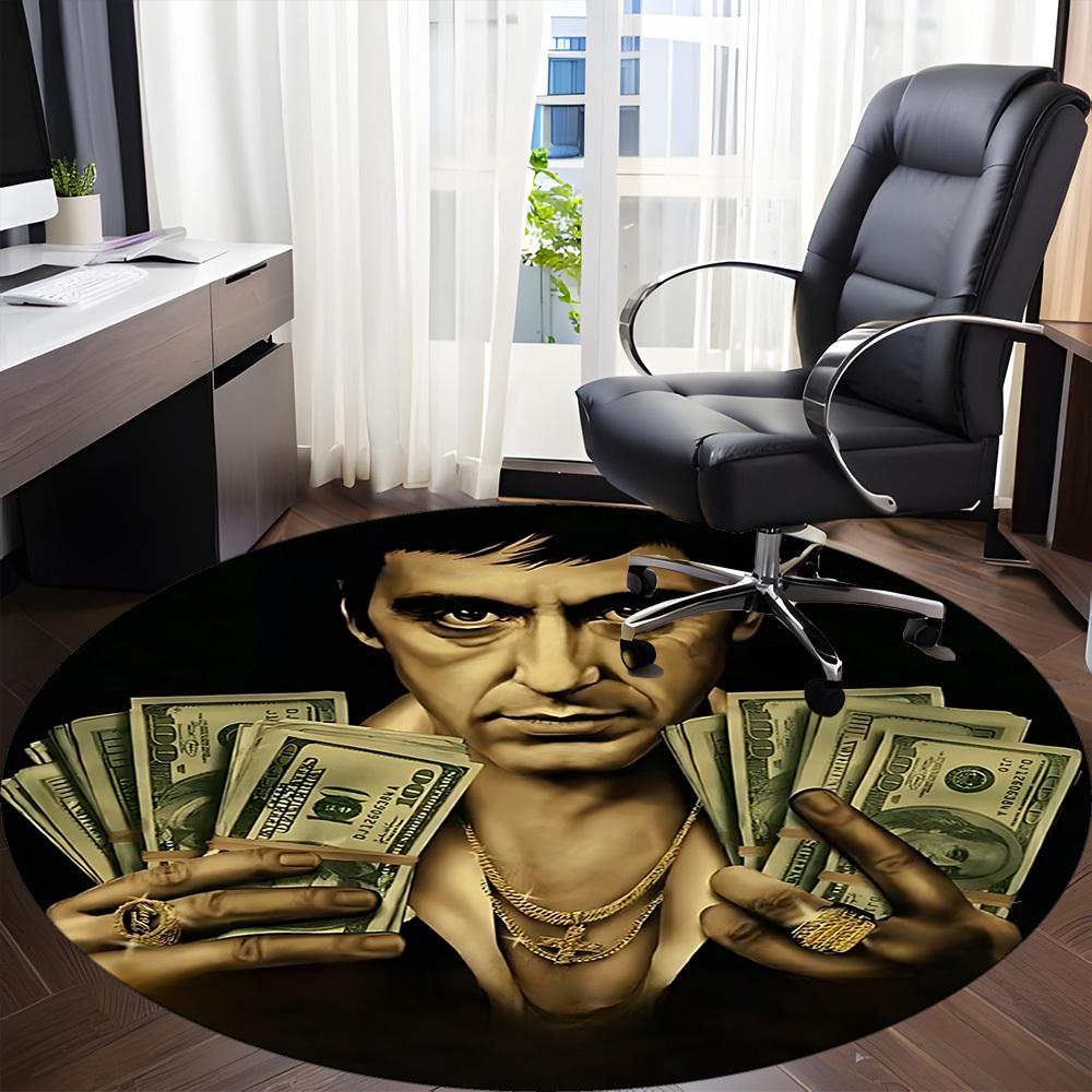 1PC Scarface Office Round Rug, Non-slip, Soft and Durable Office Rug for Interior Decoration, Perfect for Office, Beautiful Decoration