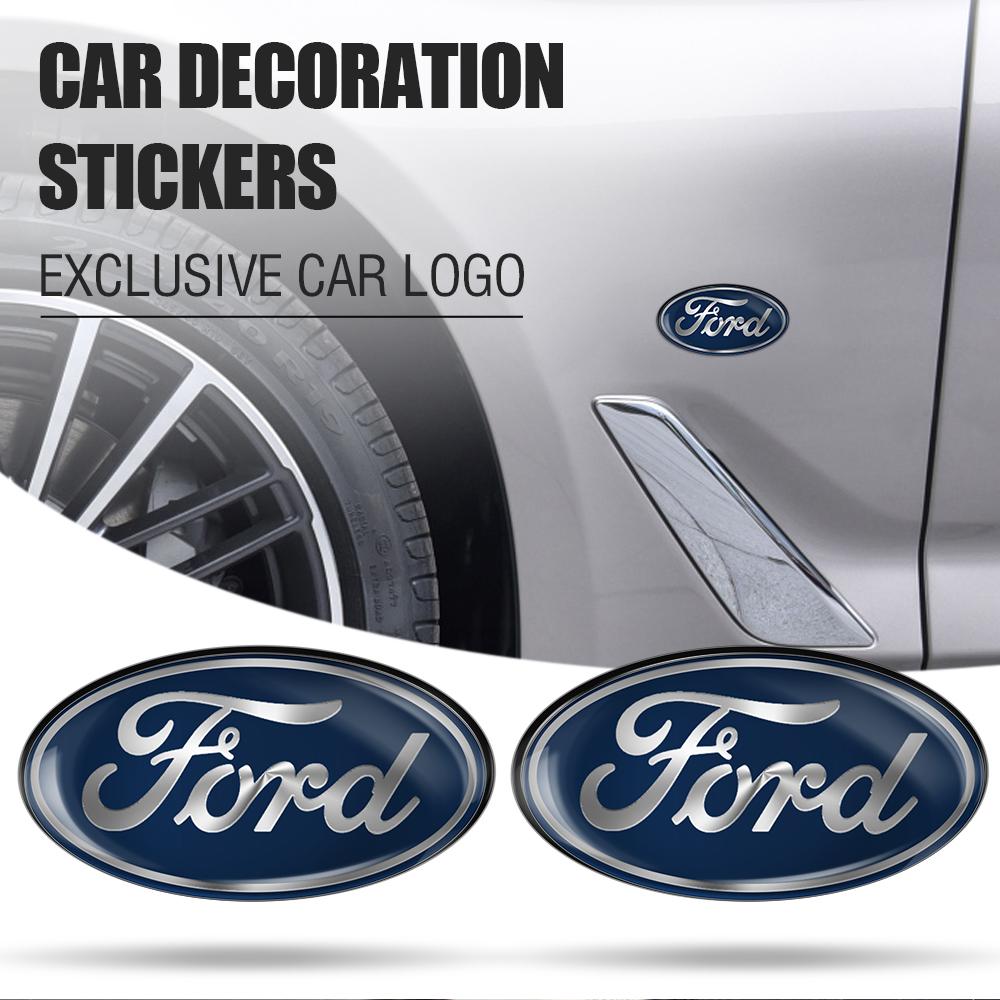 For Ford Focus Kuga Mondeo Smax Fiesta Ranger Mustang Edge ST Aluminum Car Oval Badge Cover Sticker Body Trunk Decor Accessories