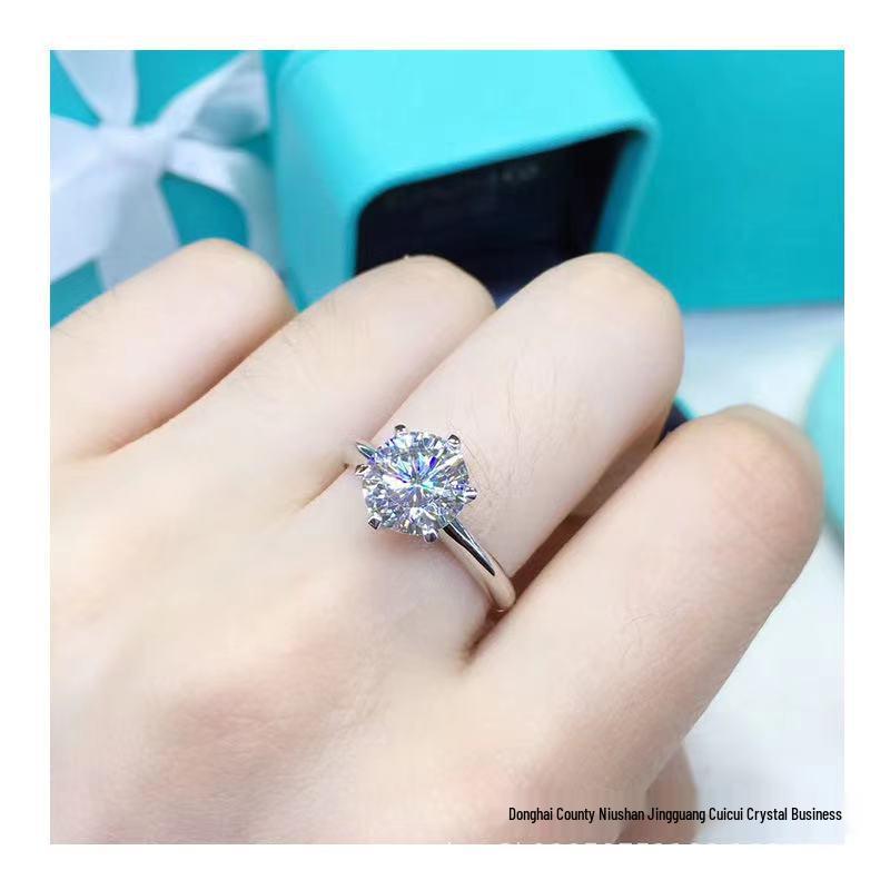 18k Gold Moissanite Diamond Ring with Certificate for Appraisal 2 Carat Moissanite Ring