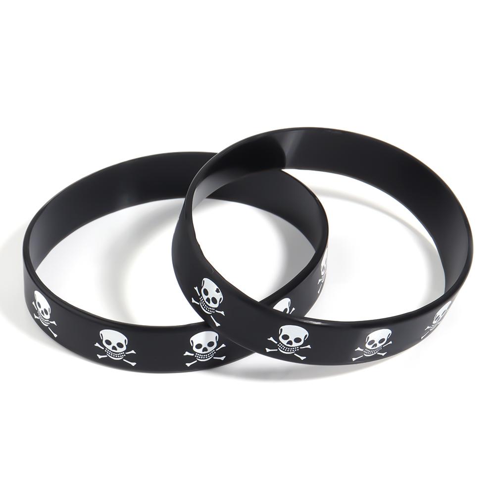 6pcs/lot Color Silicone Sports Bracelets Halloween Skull Style for Party Jewelry Gifts Teens Unisex Fitness Wristbands Wholesale