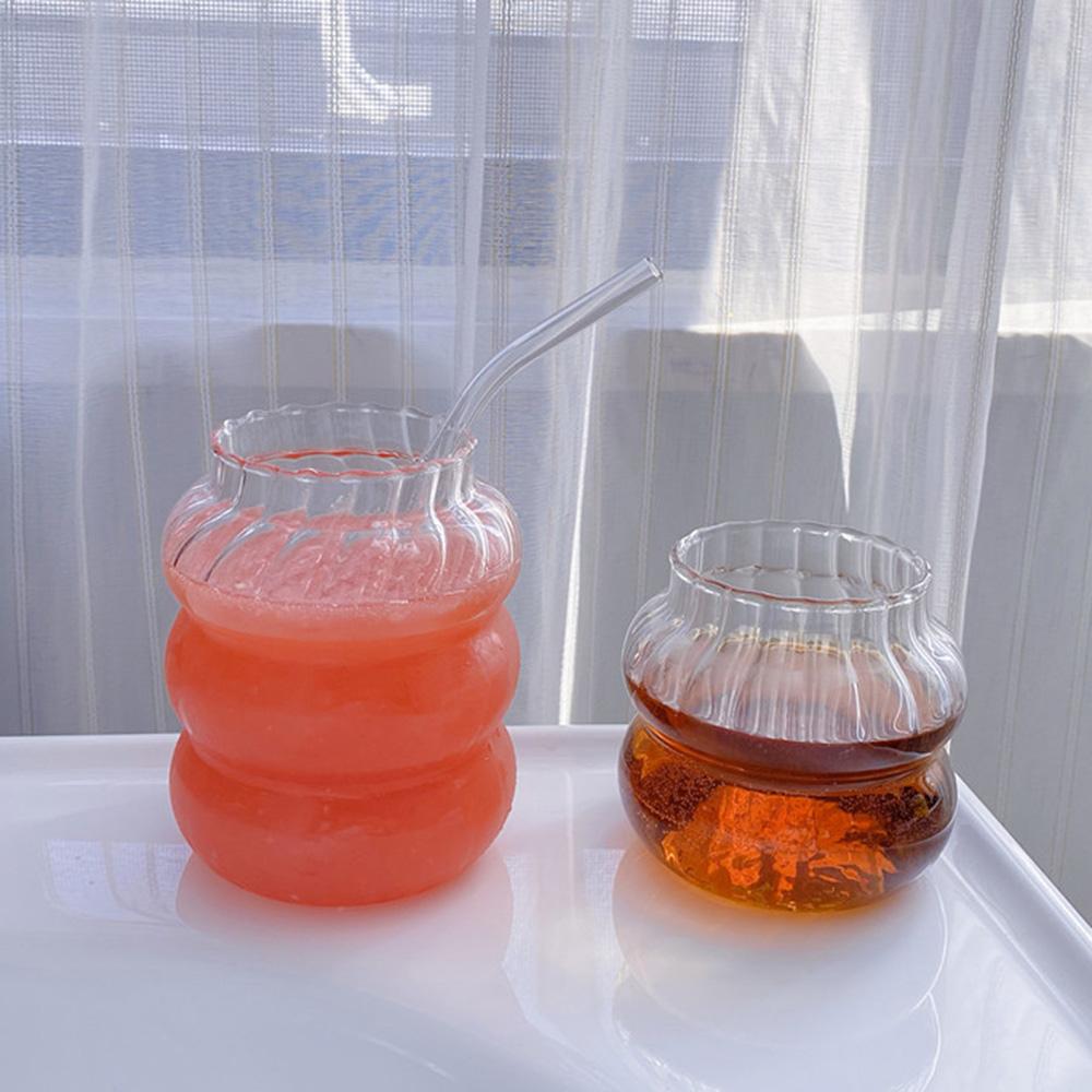 Coffee Cup Glass Cocktail Glasses Large Capacity Milk Drink Striped Juice Cup Heat-resistant Glass Cold Drink Cups 410ML 650ML