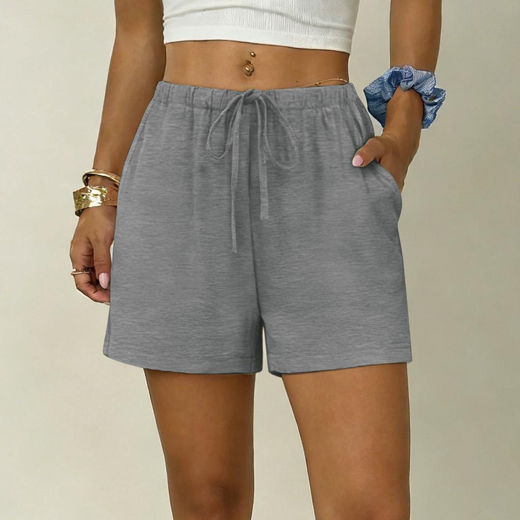 Women's Soft Cotton Linen Shorts Pockets Soft  Button Closure No Zipper Slim Fit Shorts