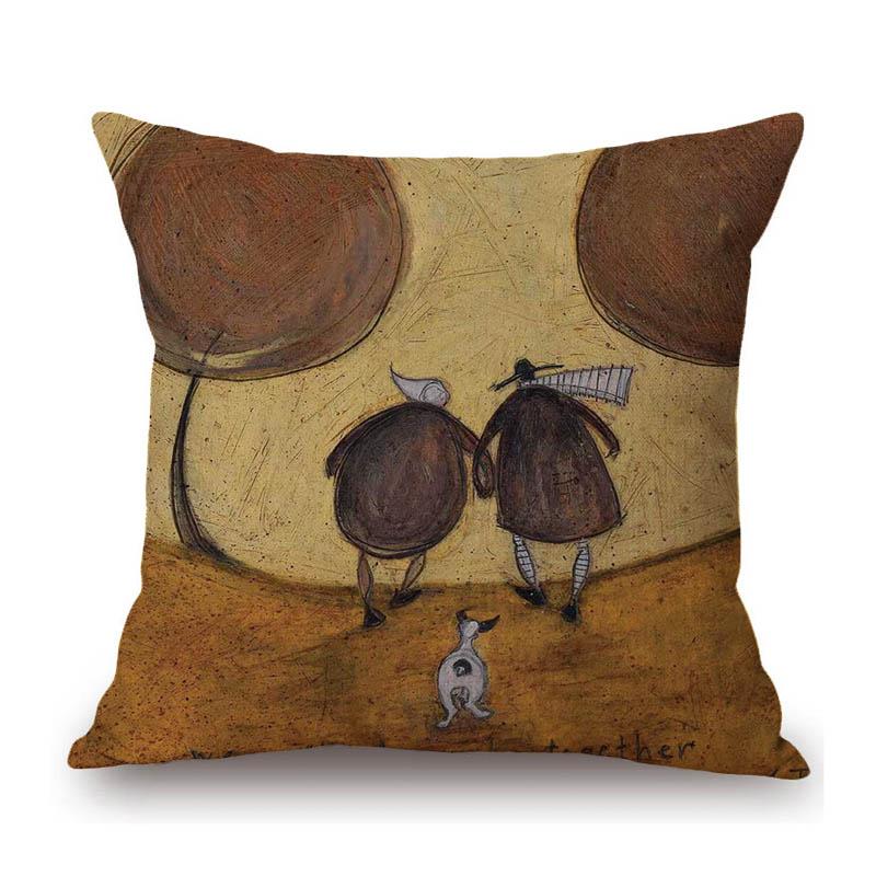 Современное искусство Сэм Тофт Юмористический мультяшный пес Прекрасный милый щенок Забавный Хлопок Лен Наволочка для диванной подушки Подушка для сиденья стула 45x45cm 18x18in