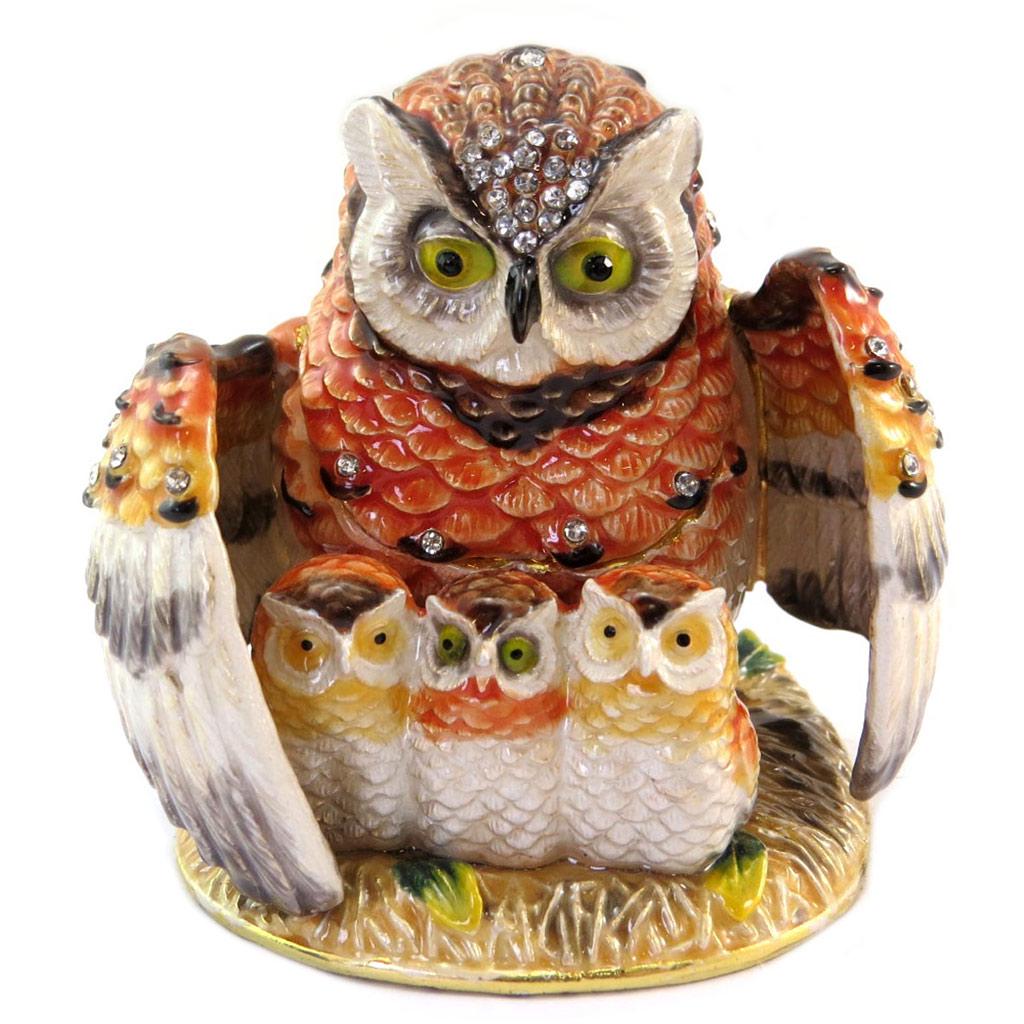 

Les Trésors De Lily [P5733] - оранжево-коричневая шкатулка для украшений Owl Family - 7, 5x7x7 см