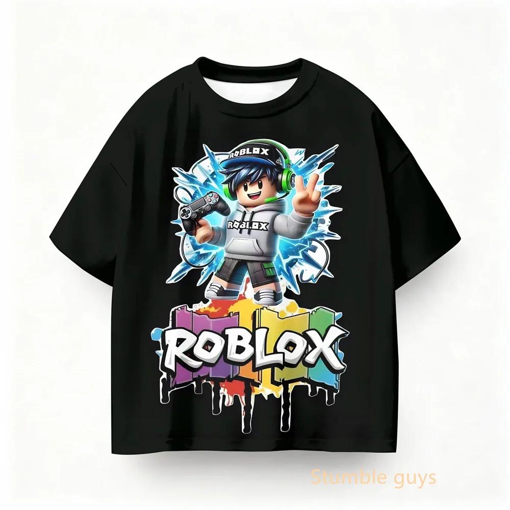 Roblox Kids Summer Game Casual Tee Boys Clothes Girls Anime Tops 150