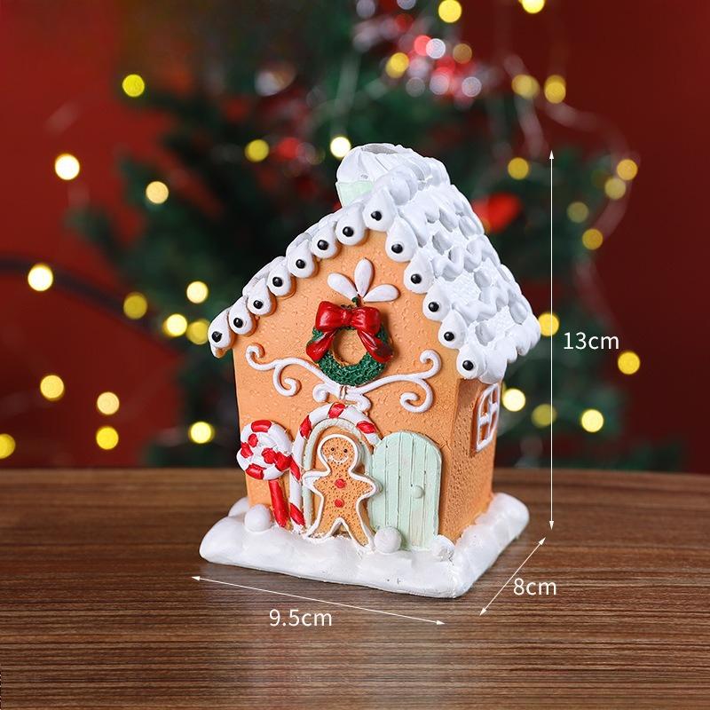 Christmas Snow House Display Store Dessert Table Window Miniature Landscape Decoration Prop Gingerbread House Christmas Gift