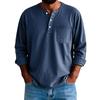 Men's Solid Color Distressed Button Collar Long Sleeve Tops Men's Casual Fashion Tops