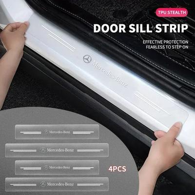 4pcs Car Door Sill Transparent Protector Stickers For Mercedes Benz AMG W203 W206 W220 W205 W211 Smart W212 W201 W176 W210