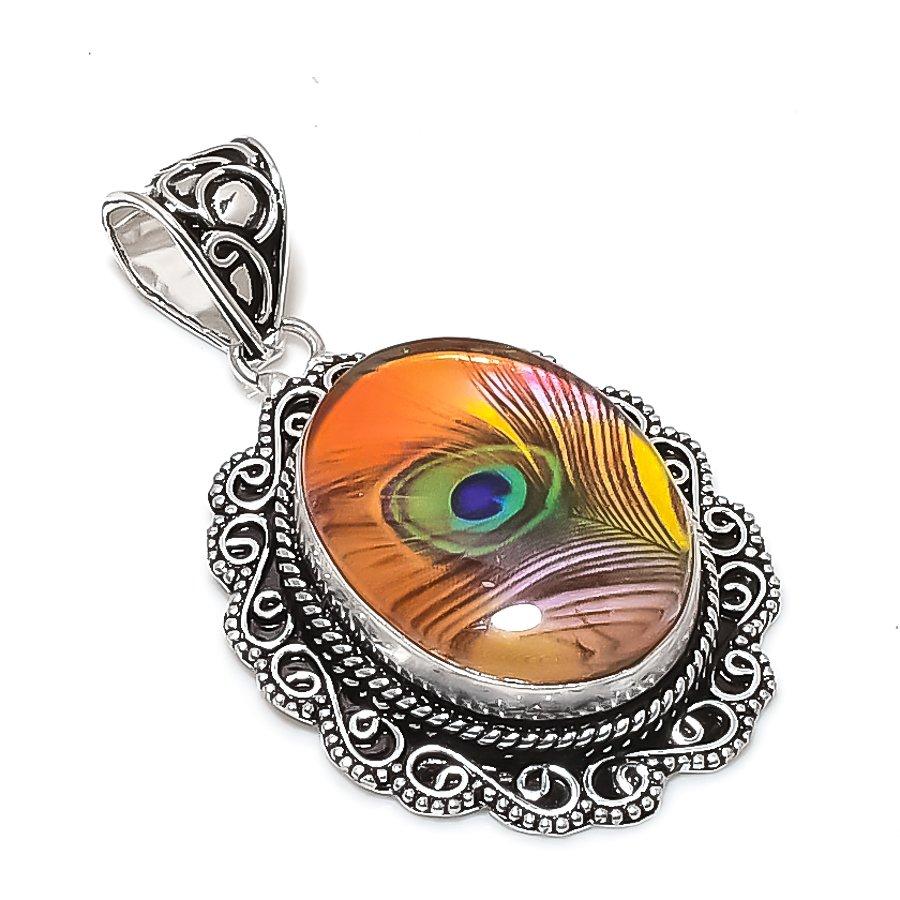 Natural Dichroic Glass Gemstone 925 Sterling Silver Jewelry Pendant 2.13  ETC-14014