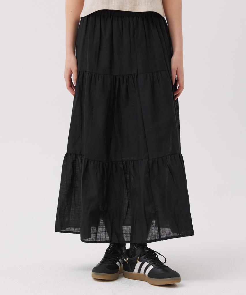 Awesome Studio Cotton Tiered Long Skirt Black