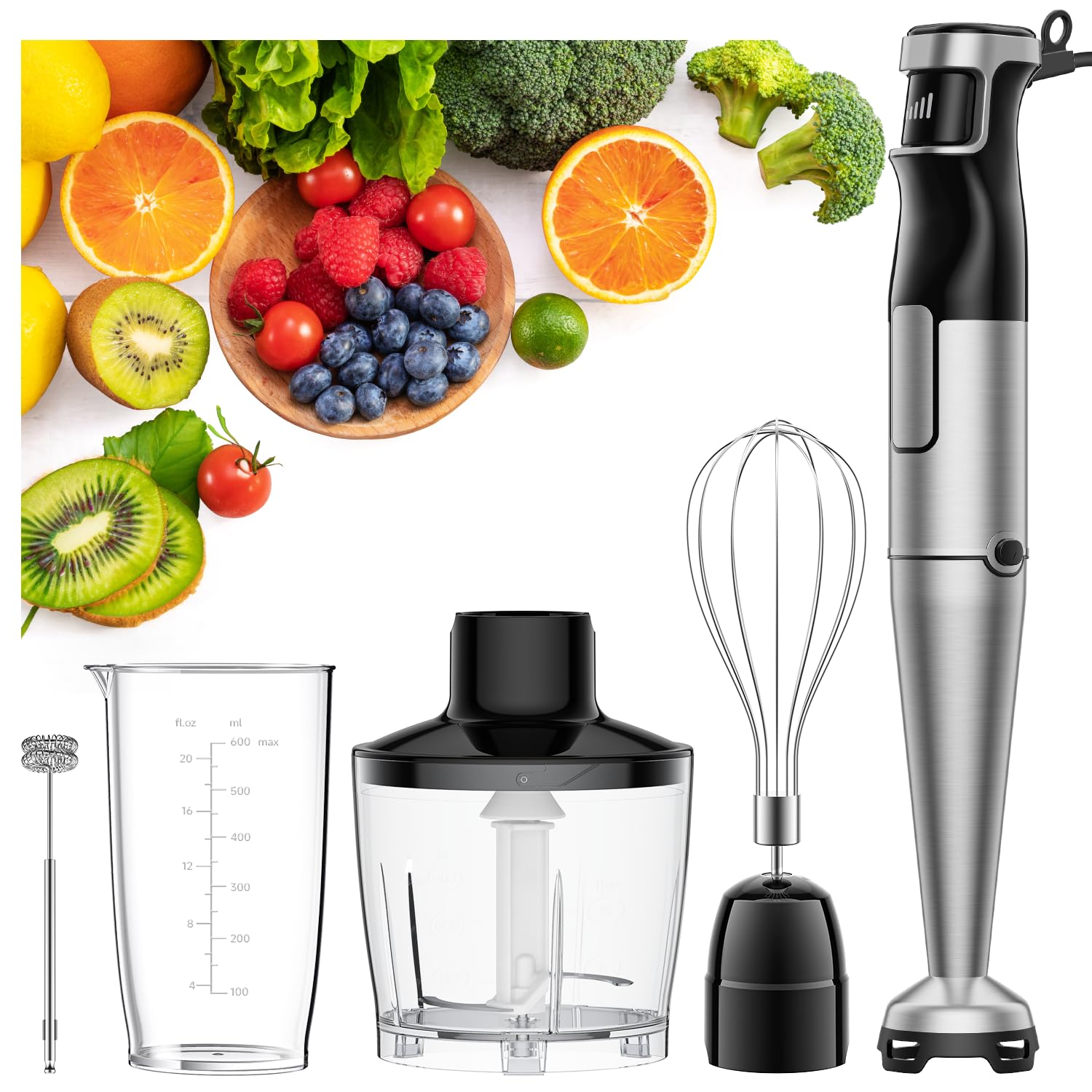 

variable Hand baby prevents scratches in the crushes 6 functions in hand electric food cooking utensils [Strongest model/steplessly speed] blender, срібний