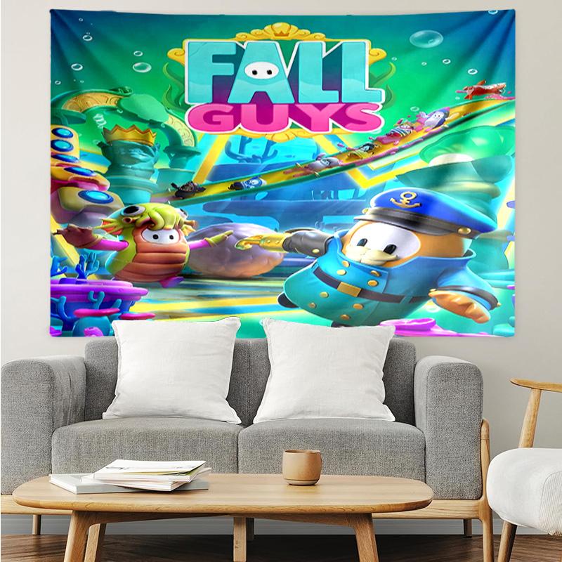 Fall Guys game Tapestry for Bedroom Aesthetic Classroom Tapestries Wall Hanging for Living Room Dorm Office,Ideal Creative Gift