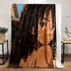 Animated Girl with Curly Hair Print Blanket Soft and Cozy Perfect for the Living Room Bed Sofa or a Nap,gift
