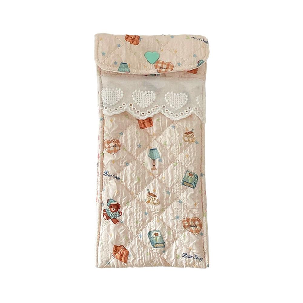 Niedliches Cartoon Weiches Brillenetui Doppelbrillenetui Sonnenbrillen Reisebeutel Floraler Quetschverschluss Haltertasche Brillentasche für Damen