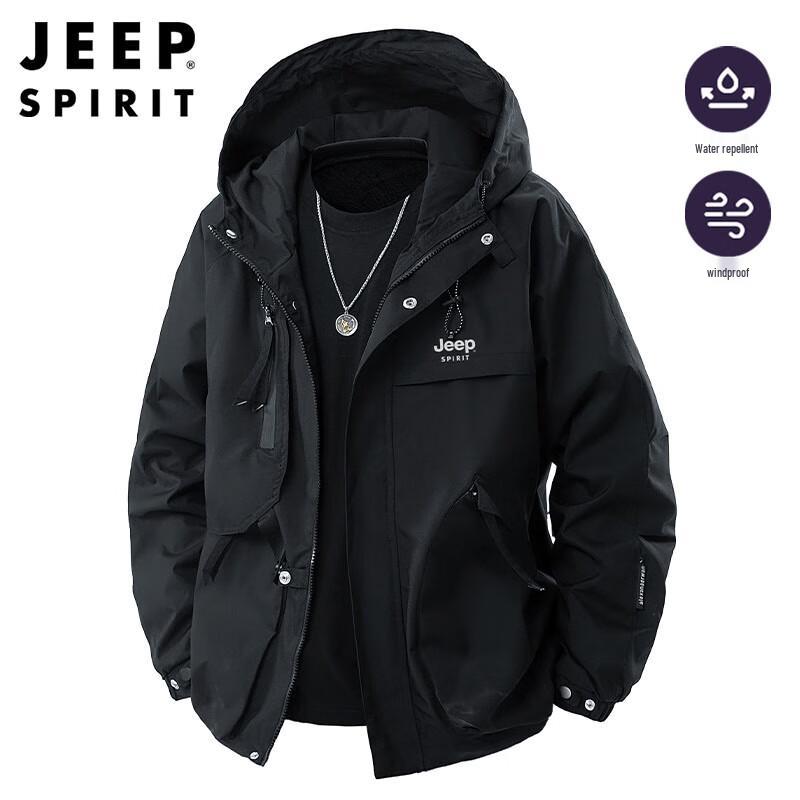 JEEP SPIRIT Men's Autumn/Winter Hooded Outdoor Jacket