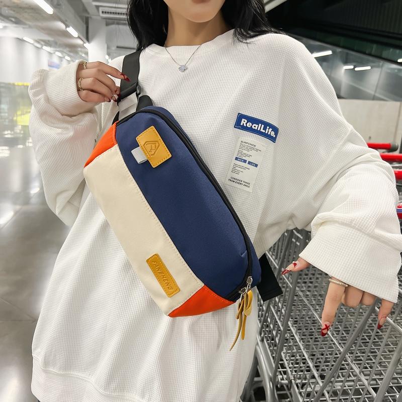 Kontrastowa kolorowa torba podróżna dla par. Torba na talię. Mała kwadratowa torba na ramię