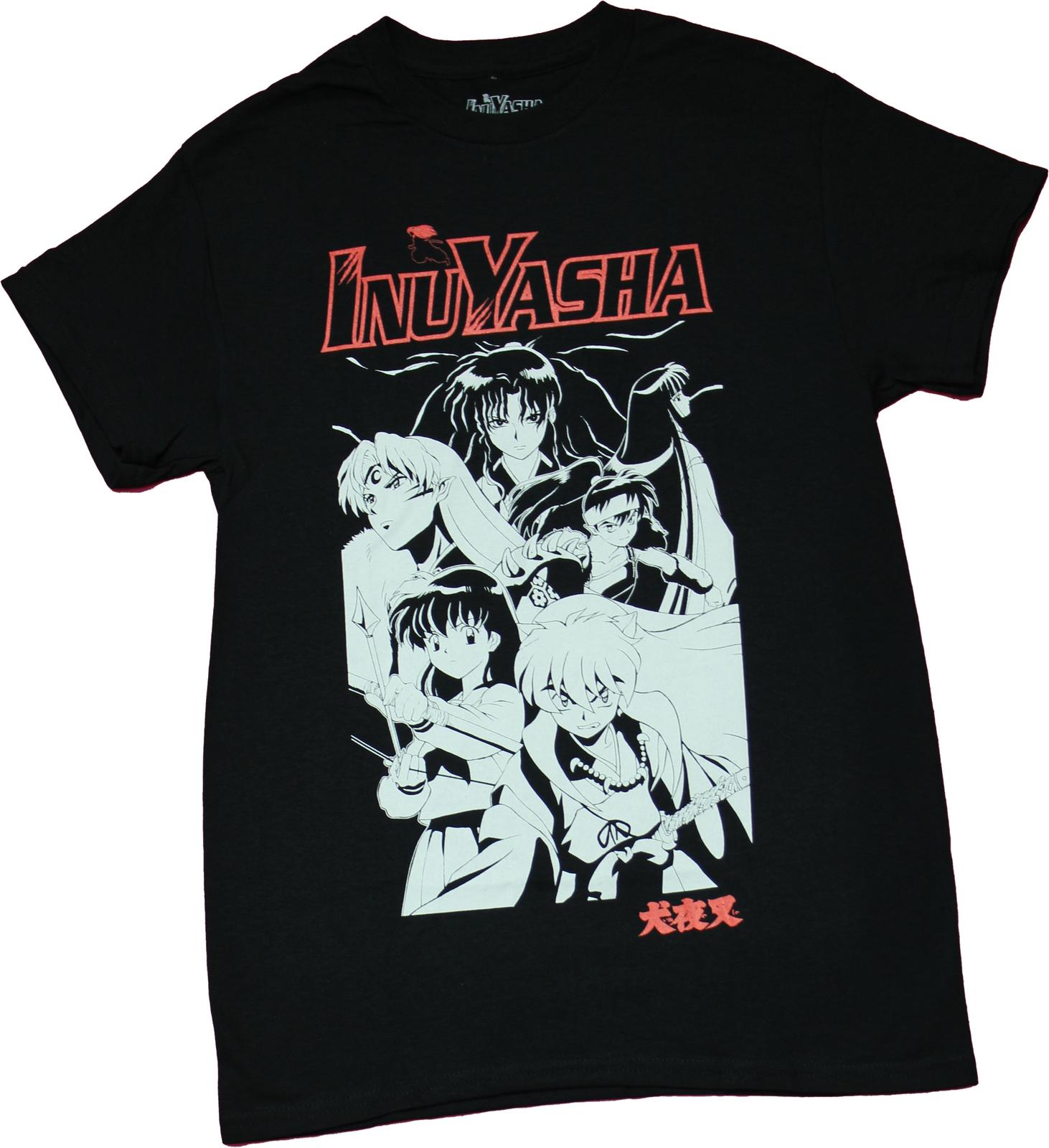 Inuyasha New Adult T-Shirt - Group in Blk and Under Logo L