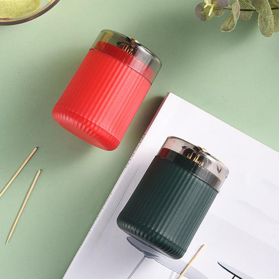 Automatic Popping Toothpick Dispenser Push Button Toothpick Holder Portable Home Office Restaurant Desktop Toothpick Organizer Container
