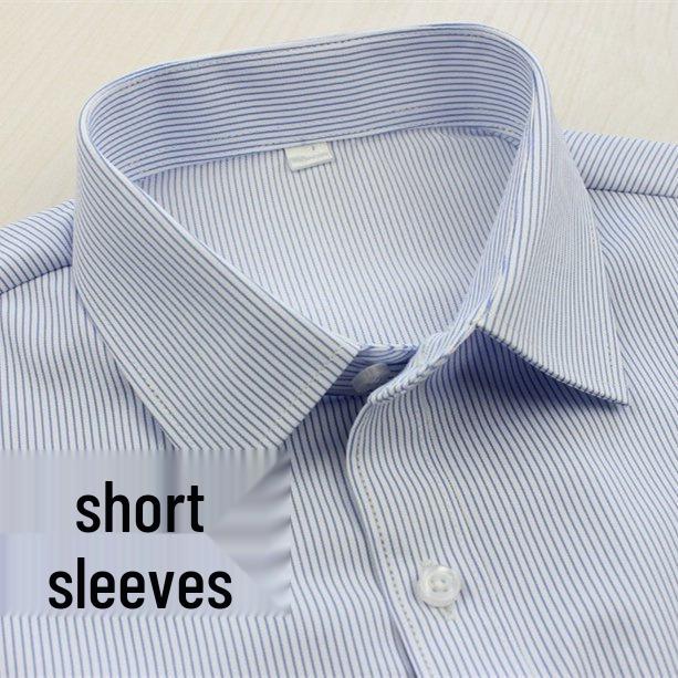 Women's Plus Size Blue Striped Formal Work Shirt - Hidden Button Design