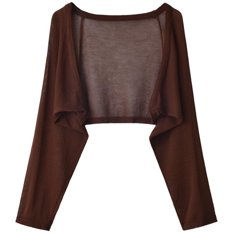 Damen Weißes Eis-Seiden Sonnenschutz-Strickjacke mit Camisole-Kleid - Sommer Dünner Stil, Kleiner Bolero Jacken Überwurf