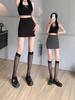 High Waist Grey A-Line Midi Skirt for Women - Petite Fit, Bodycon Style, Summer Wear, Anti-Exposure Design
