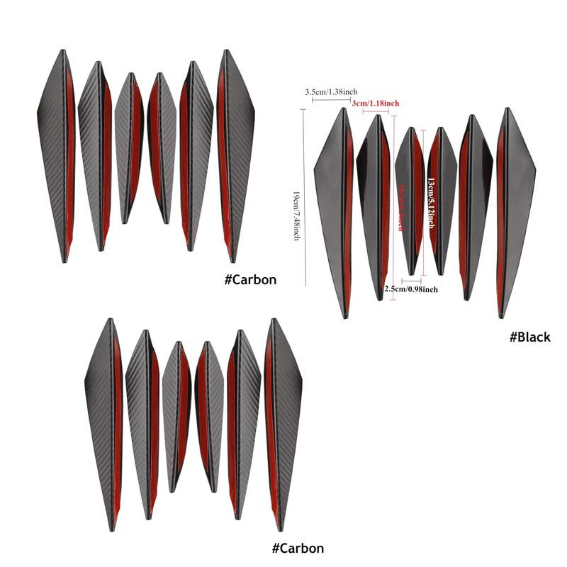 Universal Front Bumper Lip Decoration Diffuser Splitter Fins Body Spoiler Canards Valence Chin Car Tuning Canard Decor
