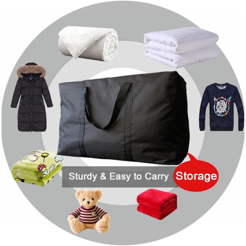 3/6pcs Heavy-Duty Extra Large Moving Bags with Reinforced Zippers & Sturdy Handles - Durable Fabric Storage Totes for Clothes
