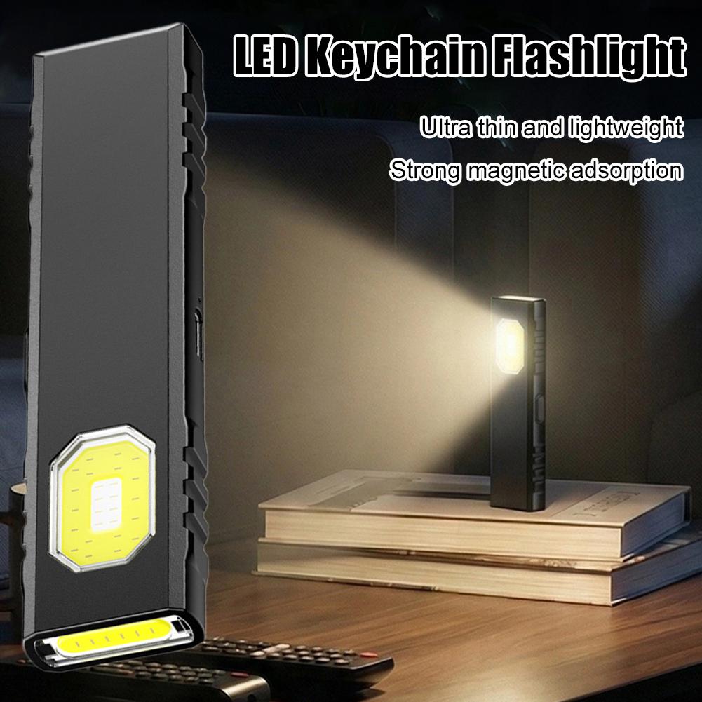 Portable Rechargeable Mini LED Keychain Flashlight Magnetic Pocket Torch Light for Work, Camping, Emergency, Car Use