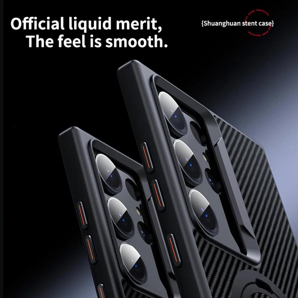 360 Rotating Bracket for MagSafe Magnetic Phone Case for Samsung Galaxy S25 S23 Ultra S25 S24 Plus Ring Holder Protective Cover