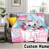 Custom NameMarie cat Blanket Flannel Throw for Sofa, Indoor, Camping, Living Room, Office, Chair, And Bed Soft Birthday Christmas Gift