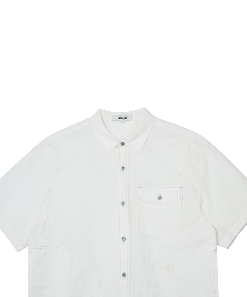 Nontai Ripstop Round Pocket S/S Shirts (White)