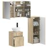 Bathroom Furniture Set 4 Pcs Sonoma Oak Engineered Wood and Glass