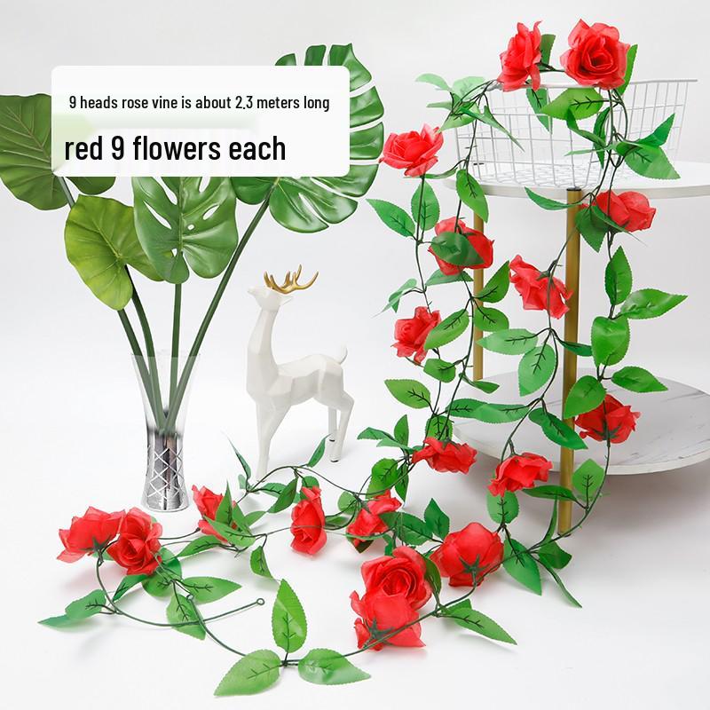 Rattan Pothos Artificial Green Vine for Air Conditioner or Water Pipe Cover