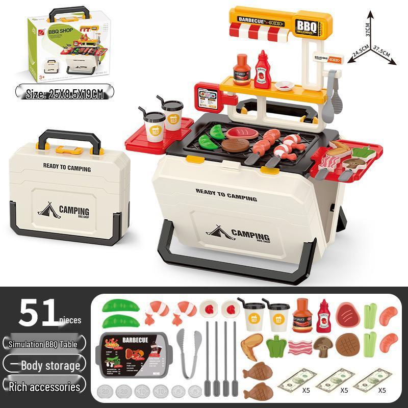 Multi-Function BBQ Table & Candy Cart: Pretend Play Kitchen Toy for Kids