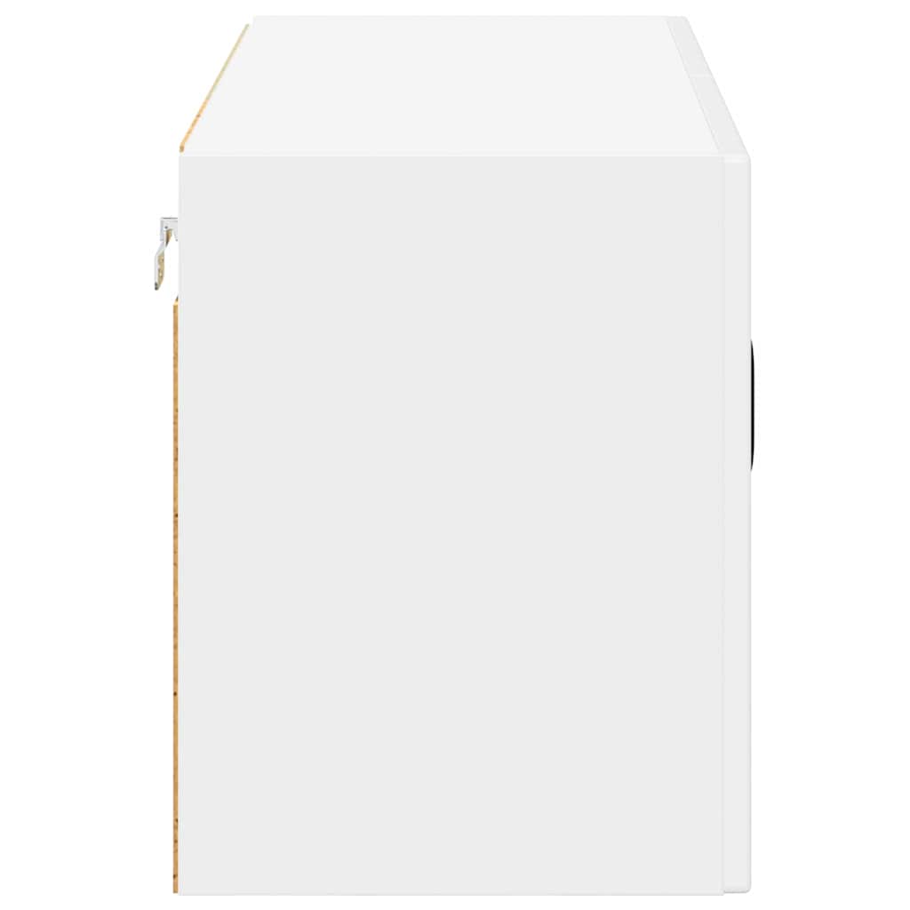 Lucca Wall Mounted Glass Cabinet High Gloss White 80 X 31 X 40 Cm