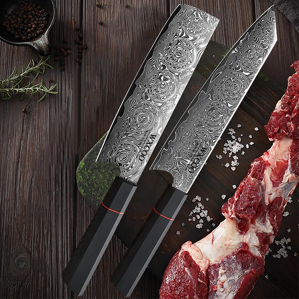 WXCOO 8inch Japanese Santoku Knife Kitchen Knives Household Kiritsuke Steel Damascus 67 Layer Fruit Vegetable Knife Accessories